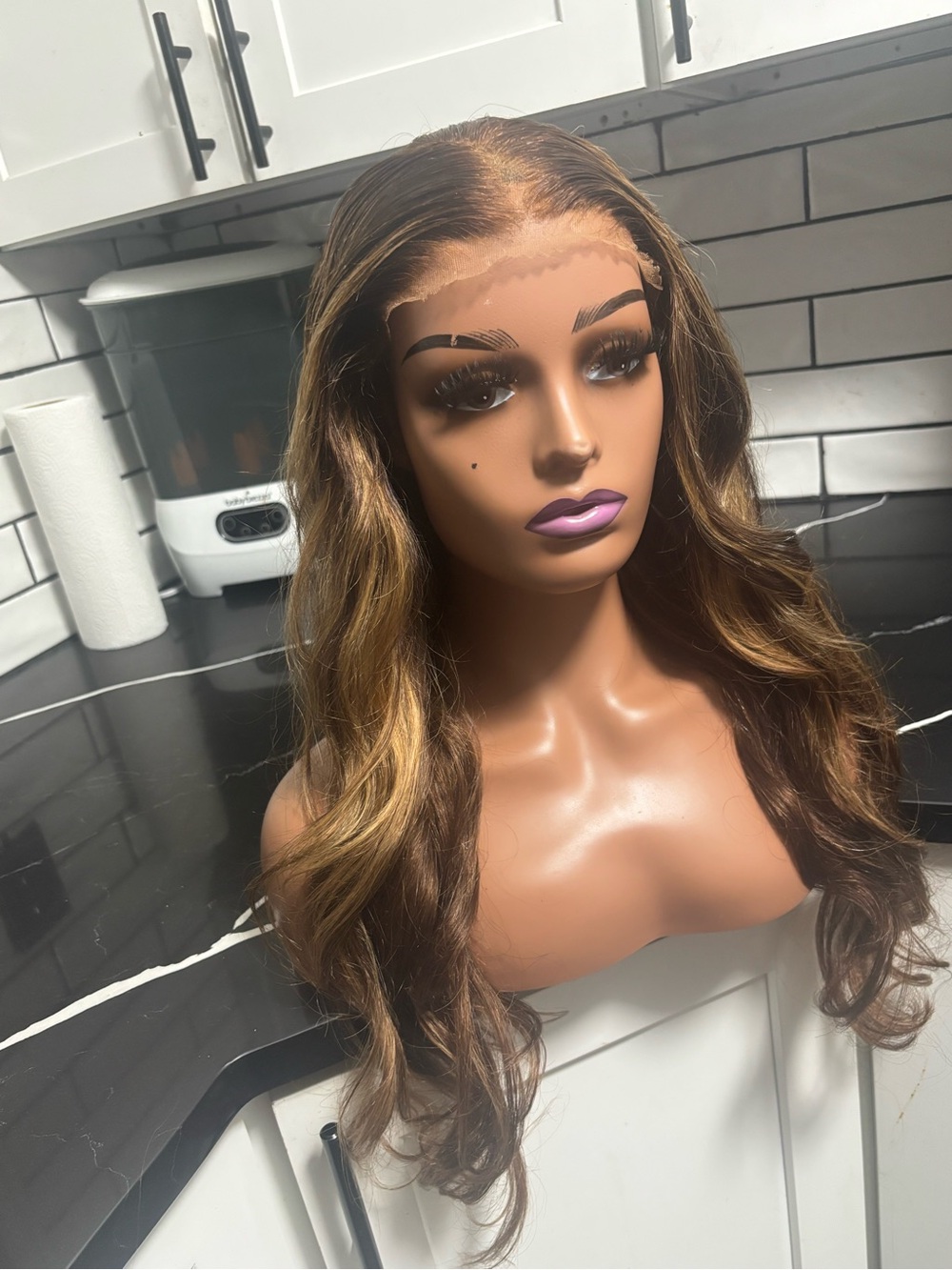Brown Highlighted Lace Front Wig - Natural Wave - Picture 7 of 8
